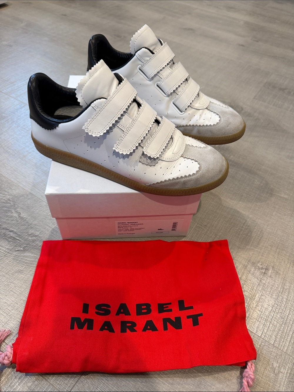 Isabel Marant Classic Beth SneakerWhite, Black & Gum Velcro Sneakers size 41